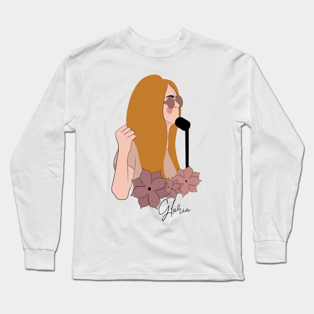 Gloria Steinem woman making a speech Long Sleeve T-Shirt by Sara Vissante